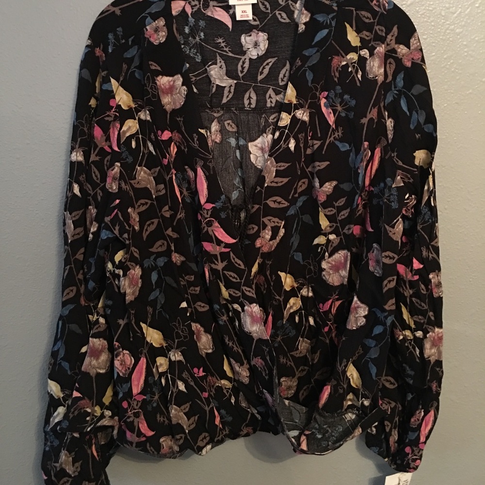 Floral print faux wrap top